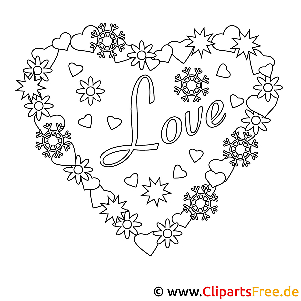 Malbilder zum Drucken Valentinstag 14. Februar