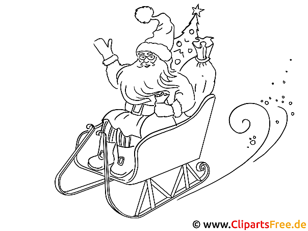 weihnachts ausmalbilder nikolaus auf schlitten