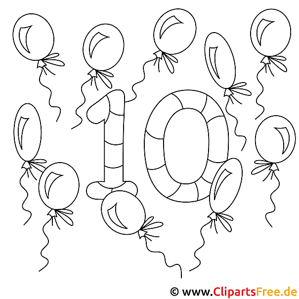 10 luftballons  zahlen malvorlage