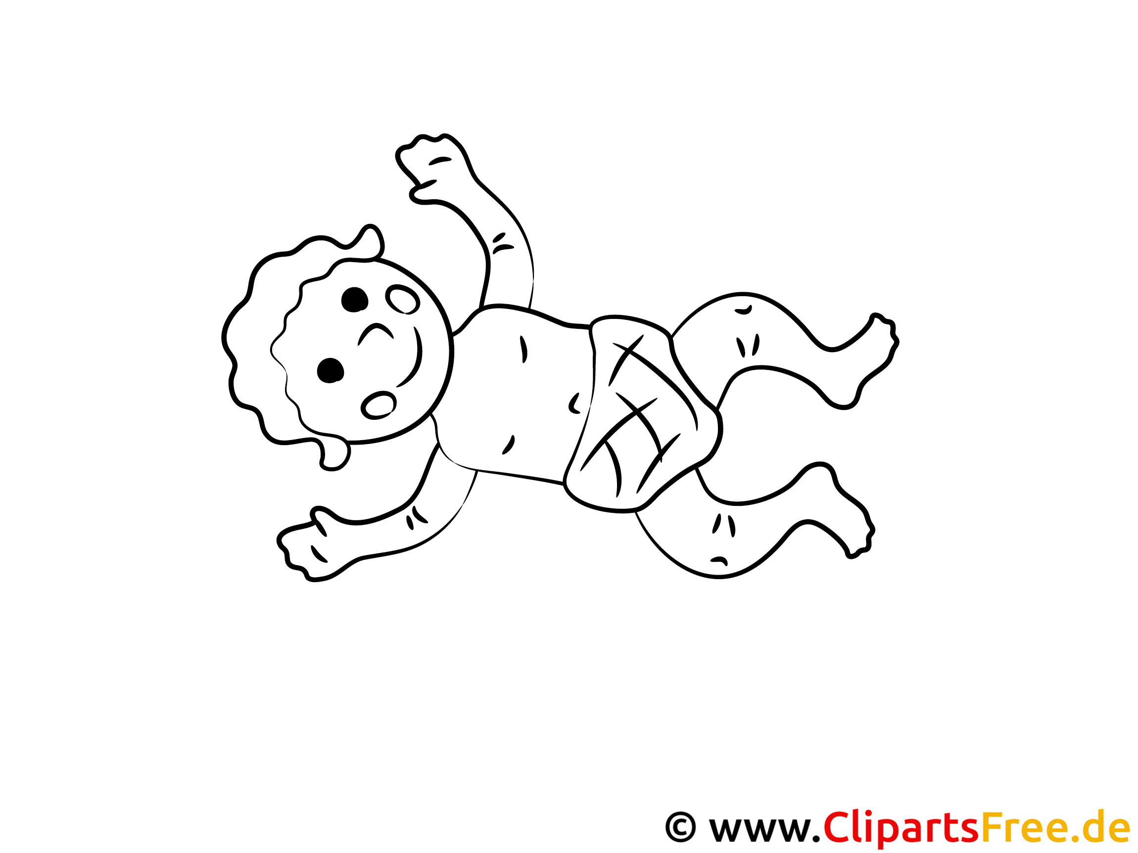 Baby mit Windel Clipart zum Ausmalen