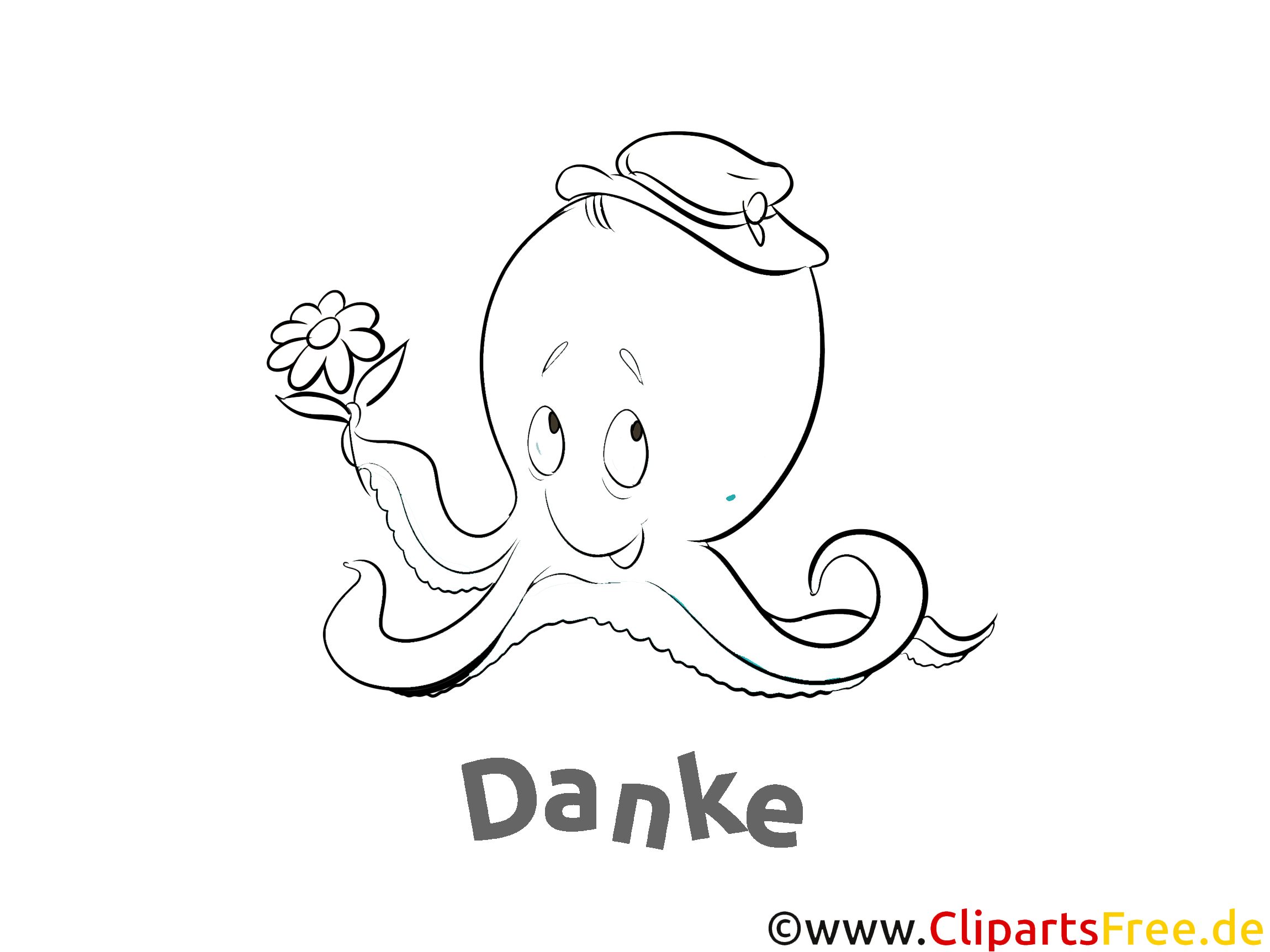 krake danke ausmalbild