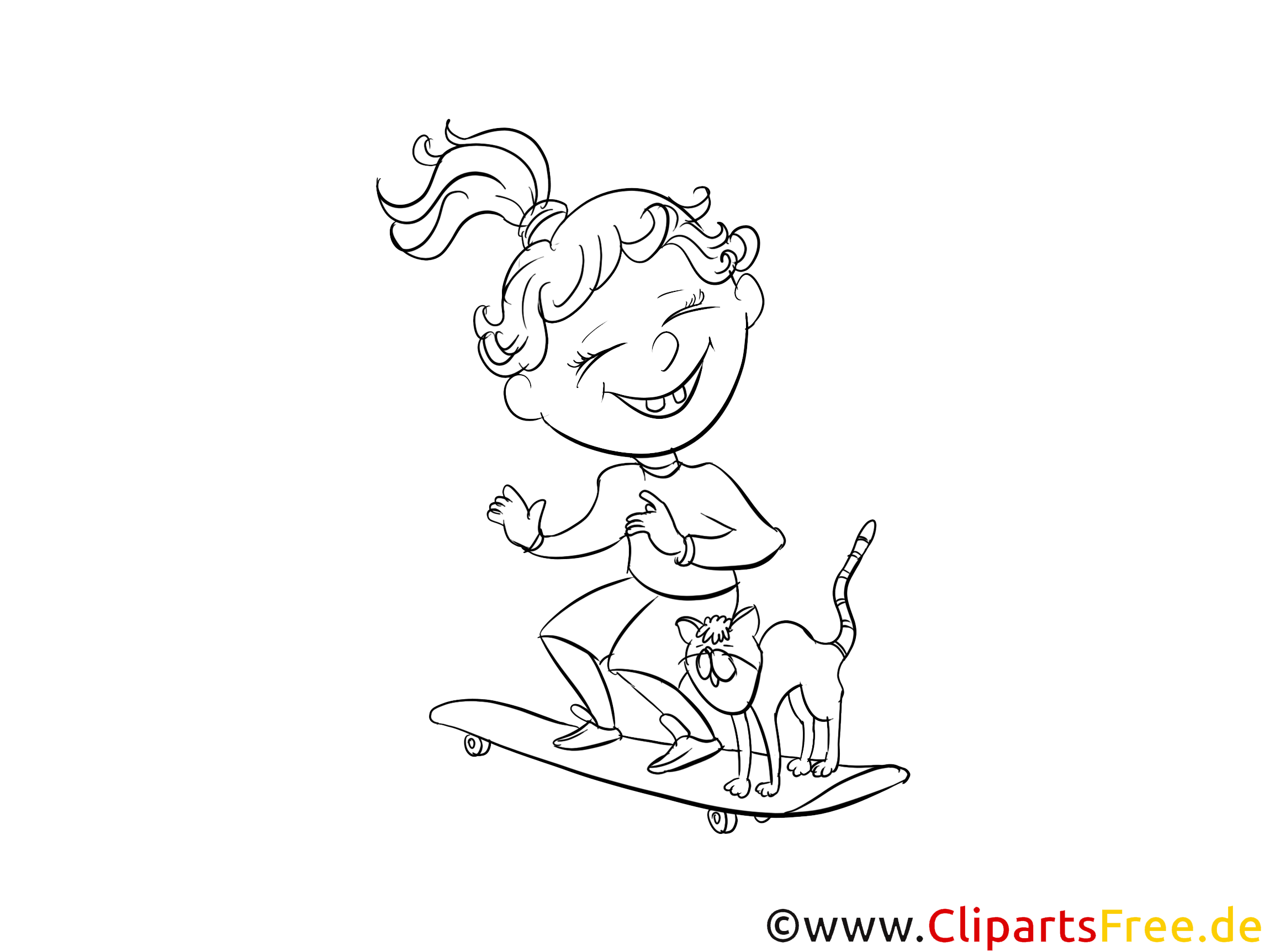 Mädchen Skateboard Bilder, Malvorlagen, Grafiken zum