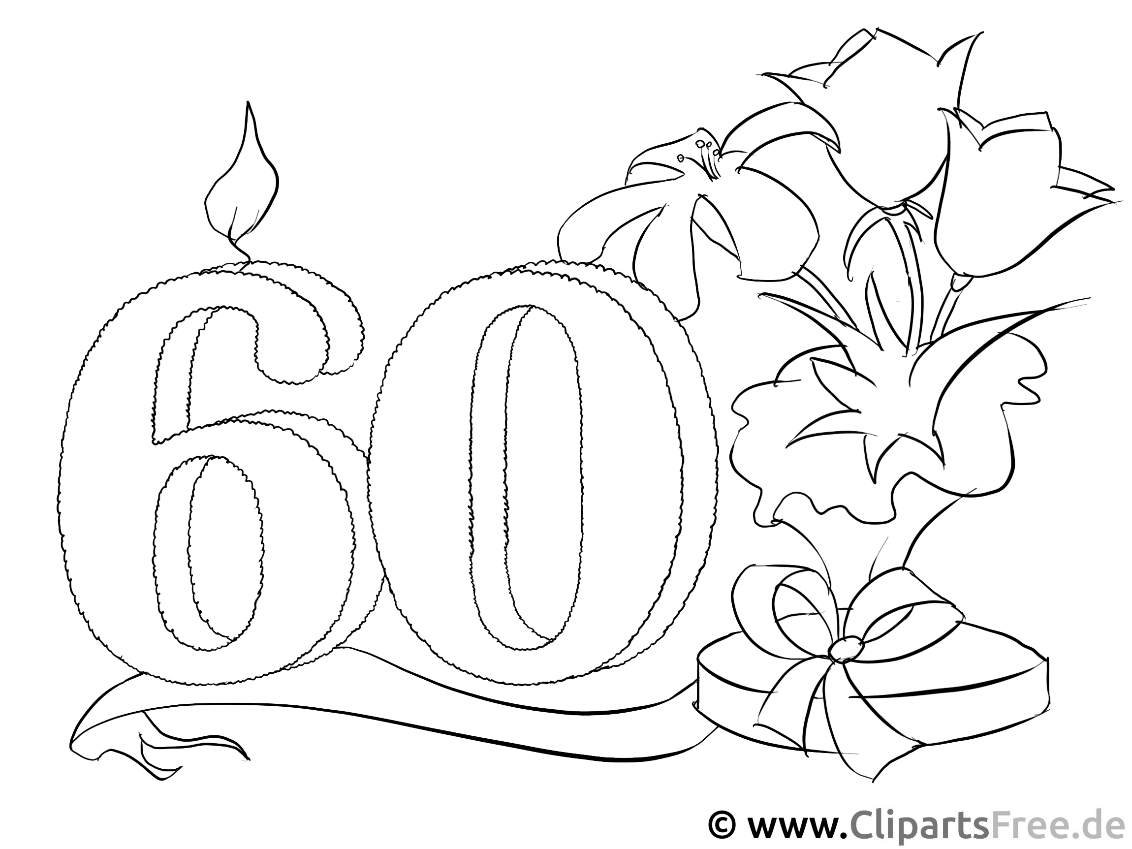 60 Jahre Geburtstag Ausmalbild kostenlos