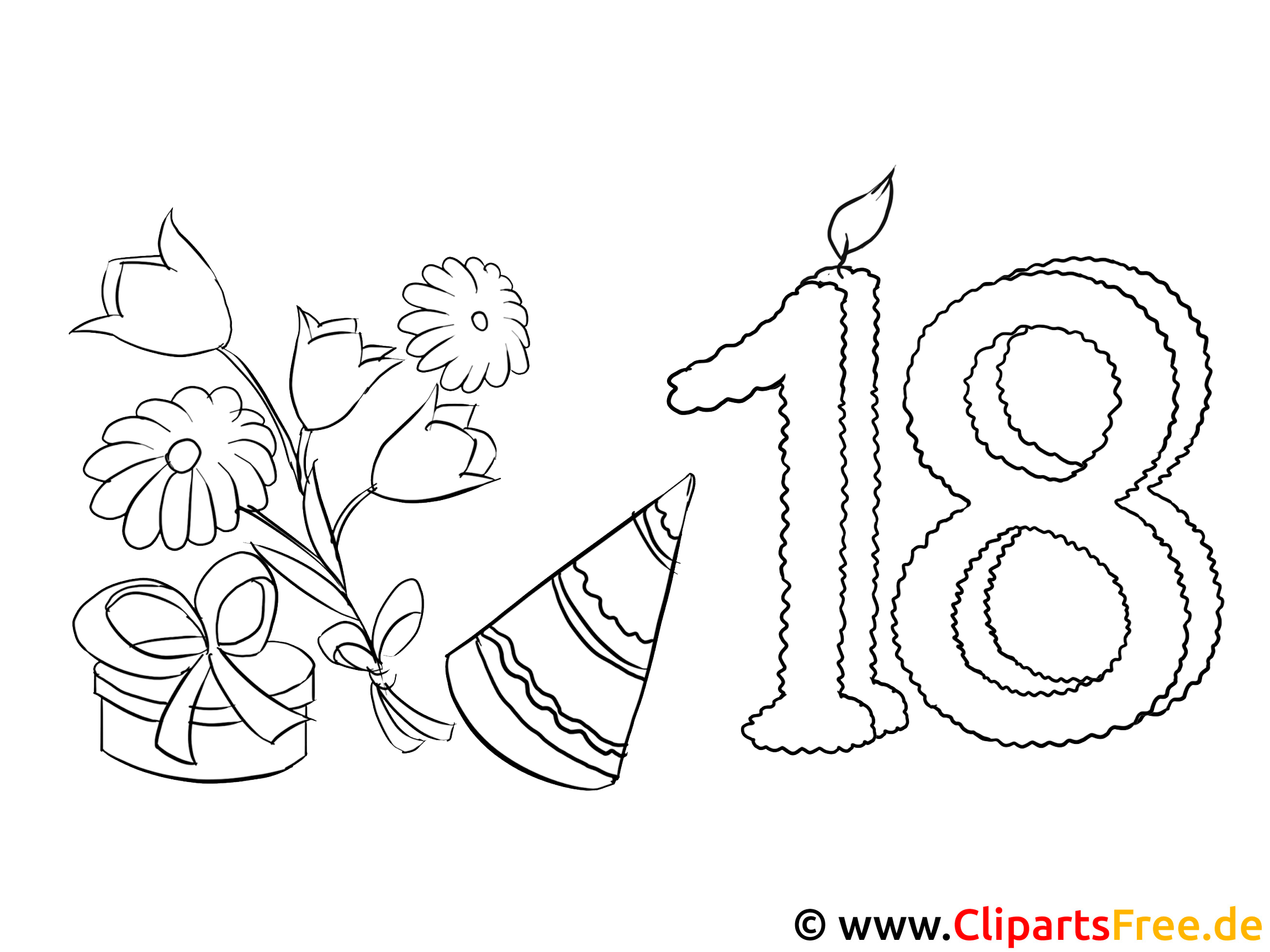 Einladung 18 Geburtstag Malvorlage kostenlos