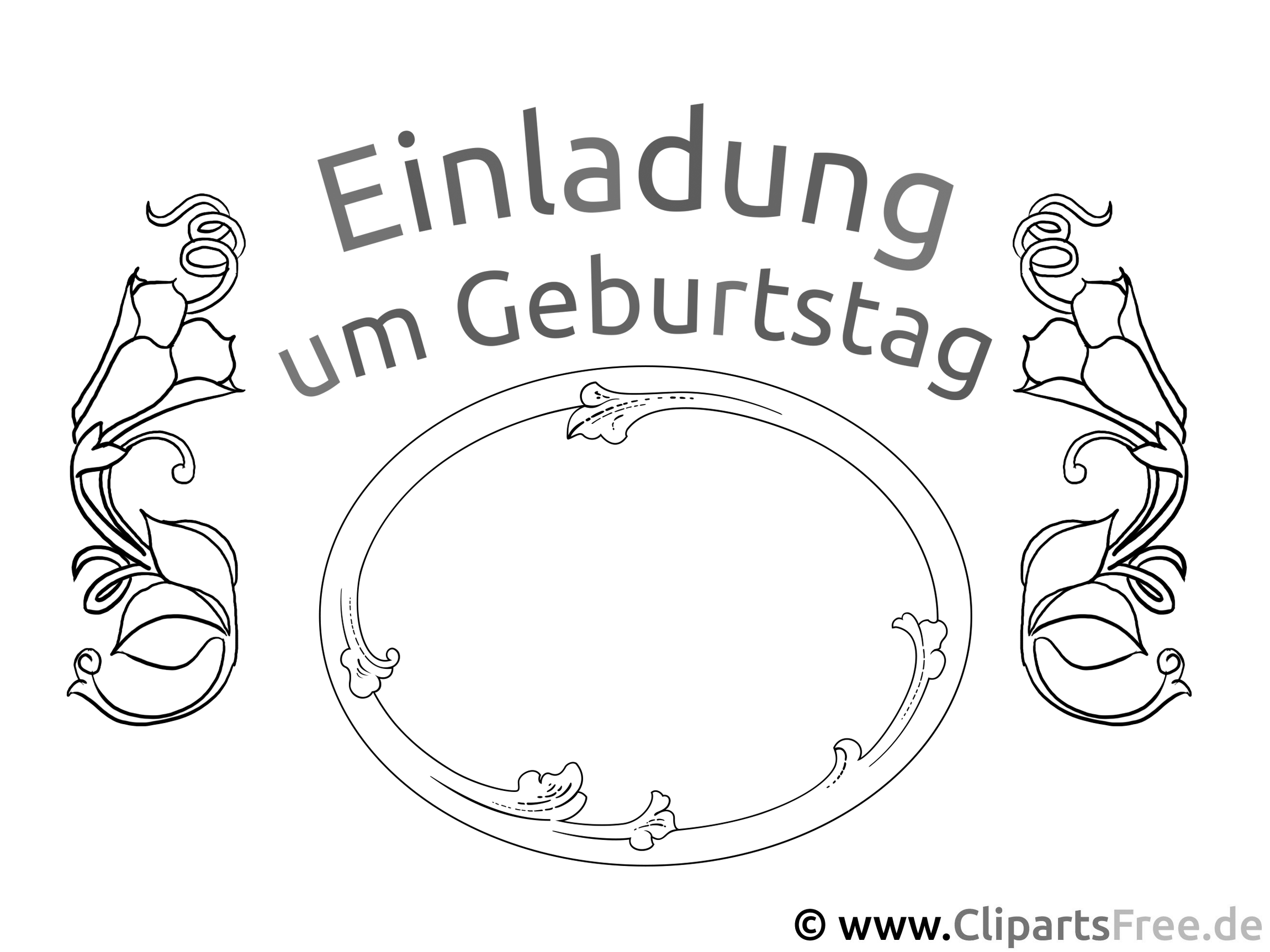 Einladung mit Ranken zum Ausmalen