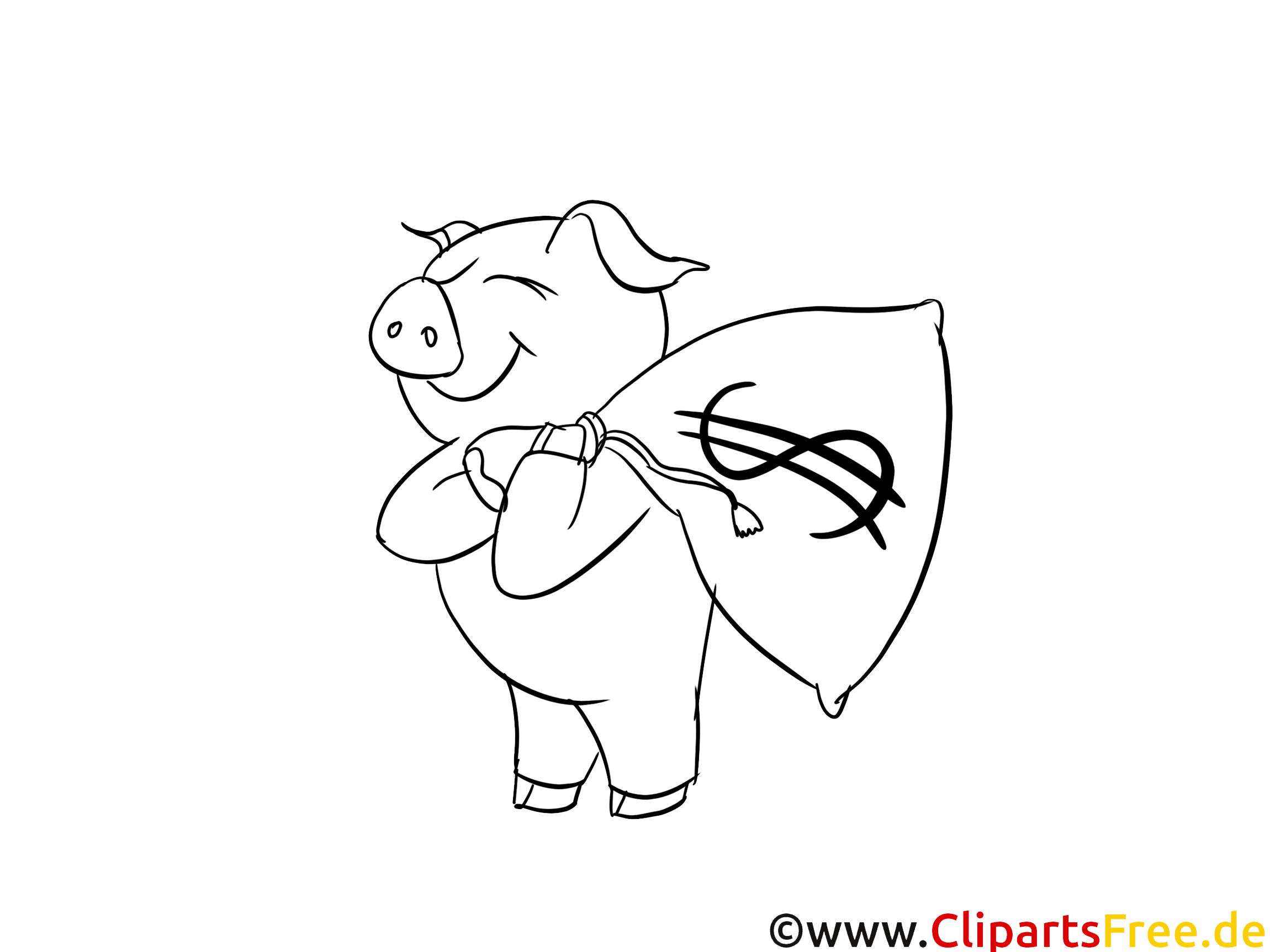 sparschwein mit geldsack  ausmalbild zum ausmalen