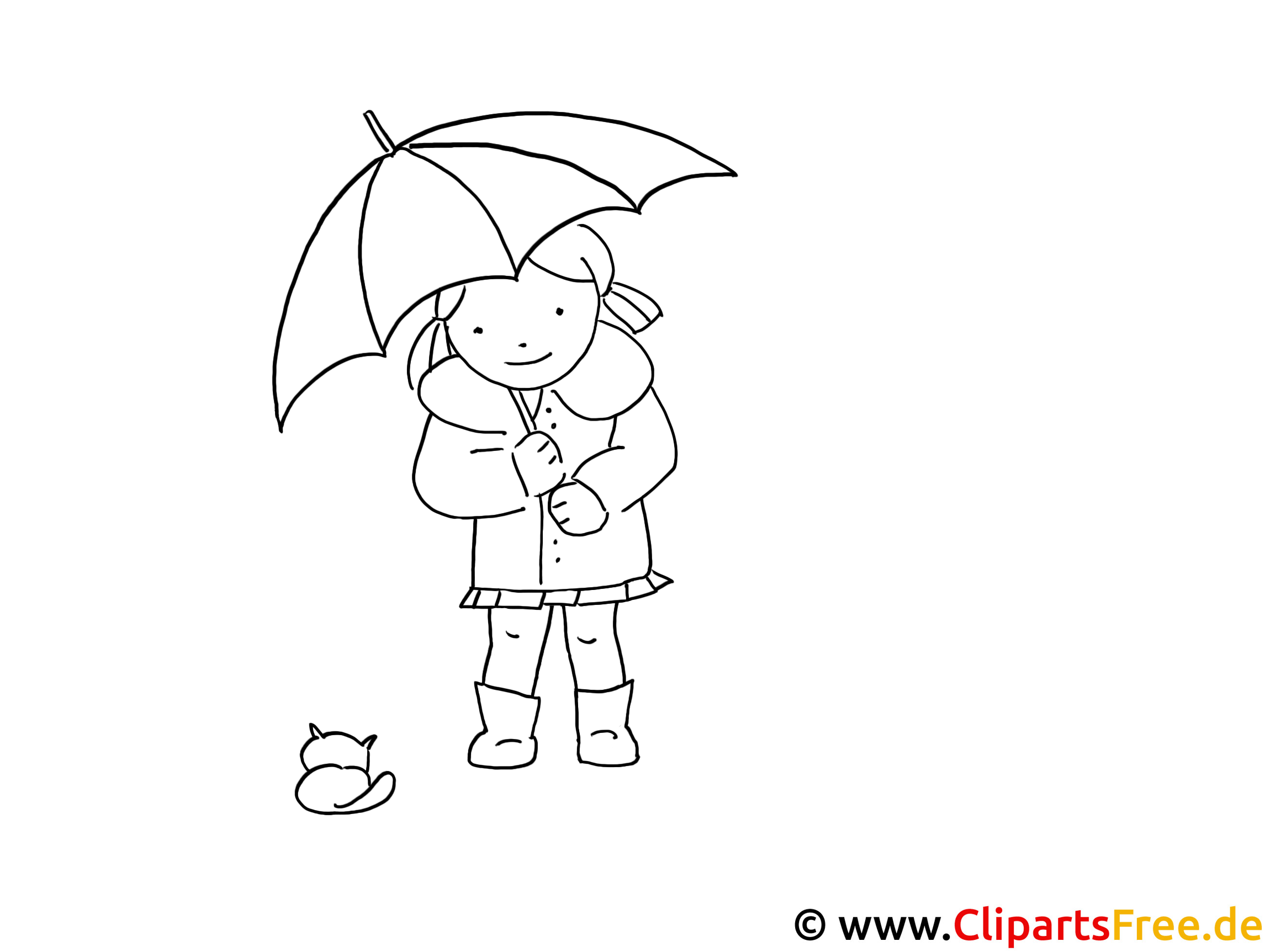 ausmalbilder für kinder  mädchen unter dem regenschirm