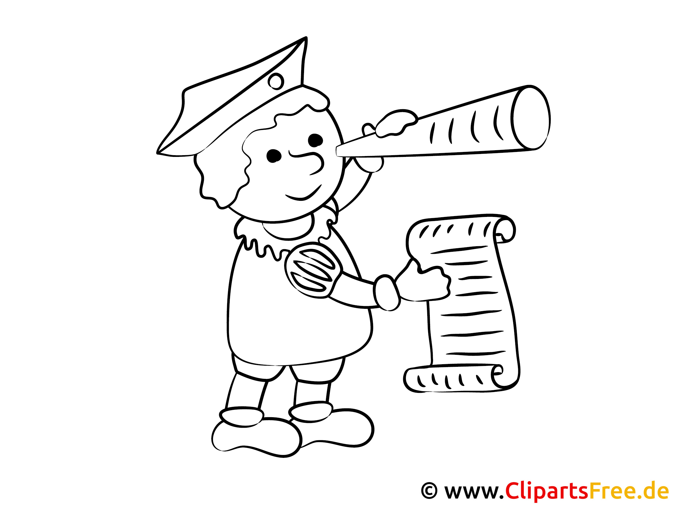 Kapitän Reisen Ausmalbild für Kinder zum Ausdrucken