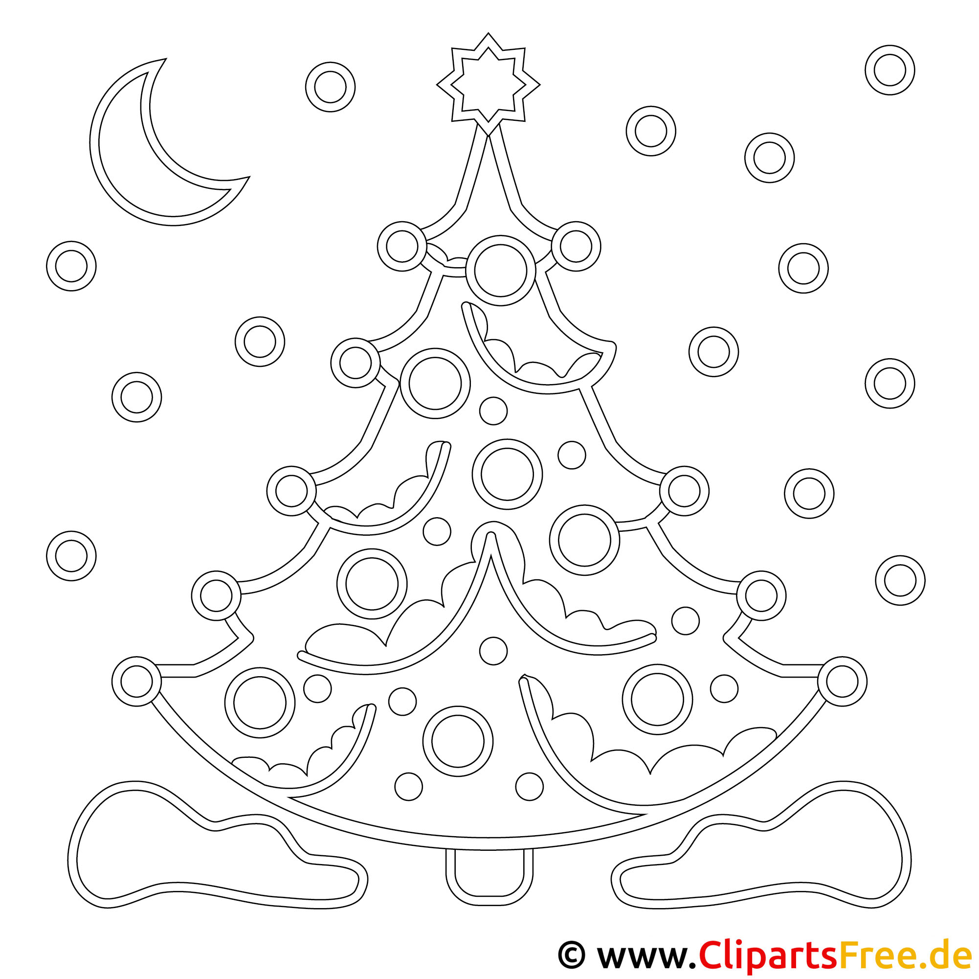 Weihnachtsbaum Bild, Malvorlage, Ausmalbild kostenlos