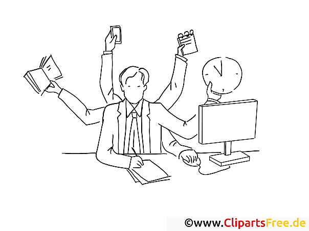 Viele Aufgaben im Büro Clipart-Bild zum Ausmalen Viele Aufgaben im Büro Clipart-Bild zum Ausmalen