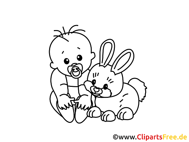 Lustiges Ausmalbild Baby und Osterhase Lustiges Ausmalbild Baby und Osterhase