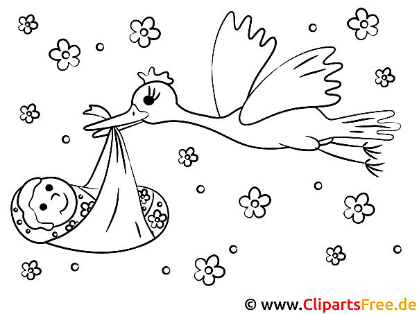 Storch mit Baby Bild zum Ausmalen Storch mit Baby Bild zum Ausmalen
