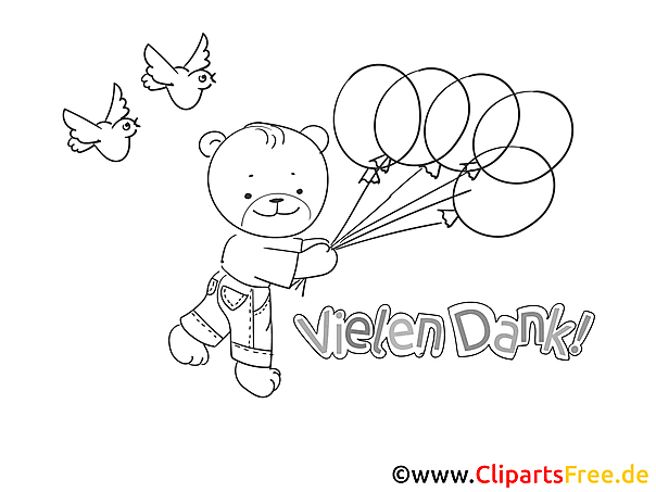 Bär mit Luftballons Ausmalbild Danke sagen Bär mit Luftballons Ausmalbild Danke sagen
