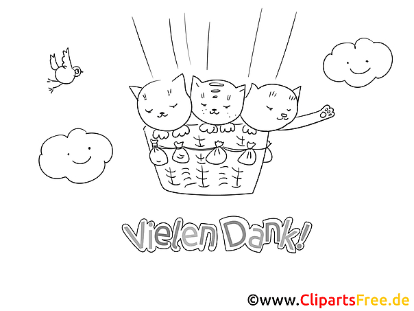 Ballon Katzen kostenlose Dankeskarte zum Ausdrucken Ballon Katzen kostenlose Dankeskarte zum Ausdrucken