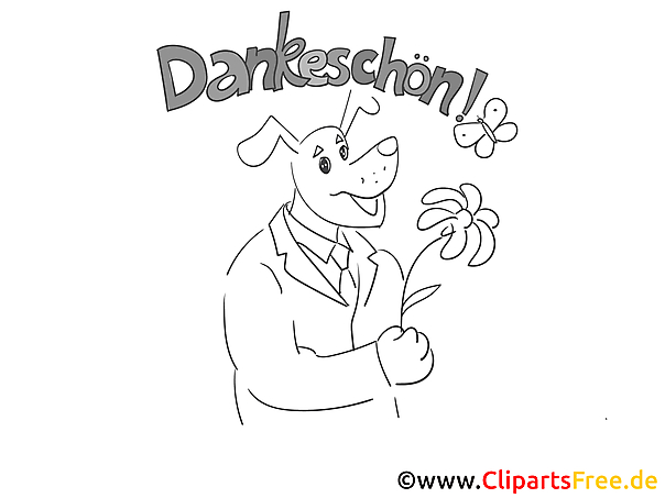 Blume Hund Dankeskarte selber drucken Blume Hund Dankeskarte selber drucken