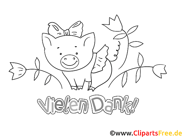Blume Schweinchen Dankeskarten drucken und ausmalen Blume Schweinchen Dankeskarten drucken und ausmalen