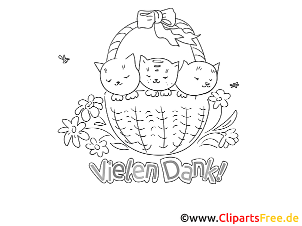 Korb Katzen kostenlose Dankeskarte zum Ausdrucken Korb Katzen kostenlose Dankeskarte zum Ausdrucken