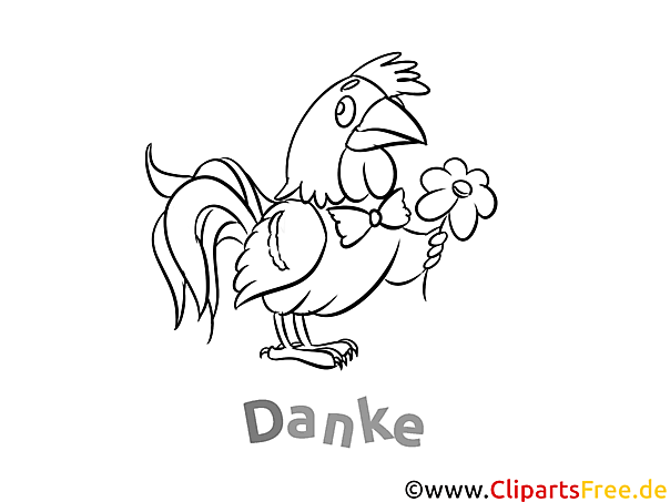 Kostenlose Dankeskarte Hahn zum Ausdrucken und Ausmalen Kostenlose Dankeskarte Hahn zum Ausdrucken und Ausmalen