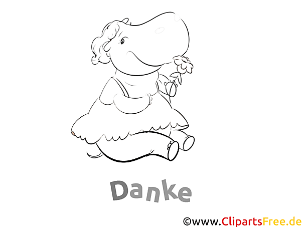 Kostenlose Dankeskarte Nilpferd zum Ausdrucken und Ausmalen Kostenlose Dankeskarte Nilpferd zum Ausdrucken und Ausmalen
