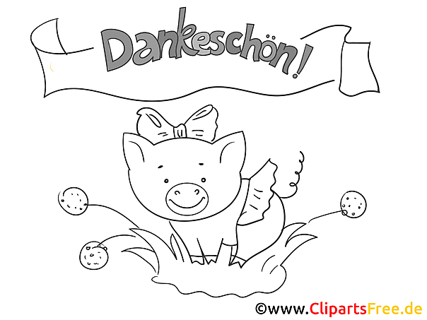 Schweinchen Dankeskarte selber drucken Schweinchen Dankeskarte selber drucken