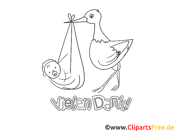Storch mit Baby Ausmalbild Danke sagen Storch mit Baby Ausmalbild Danke sagen