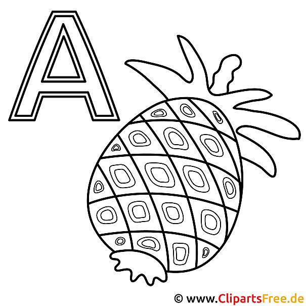 Ananas - Buchstaben zum Ausmalen Ananas - Buchstaben zum Ausmalen