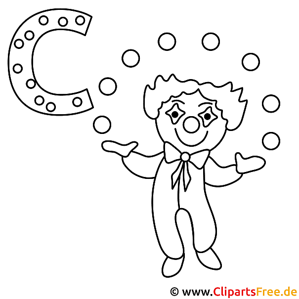 Clown Ausmalbild - Buchstabenschablone Clown Ausmalbild - Buchstabenschablone