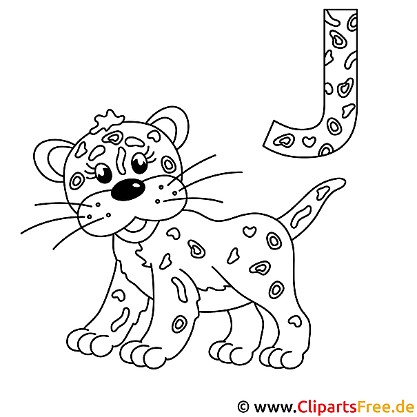 Jaguar Bild zum Ausmalen - Buchstaben Schablone Jaguar Bild zum Ausmalen - Buchstaben Schablone