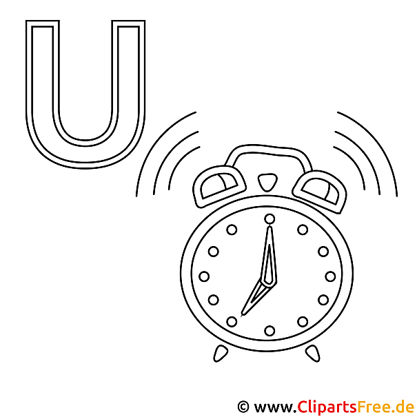 Uhr Ausmalbild - Buchstaben zum Ausmalen gratis Uhr Ausmalbild - Buchstaben zum Ausmalen gratis