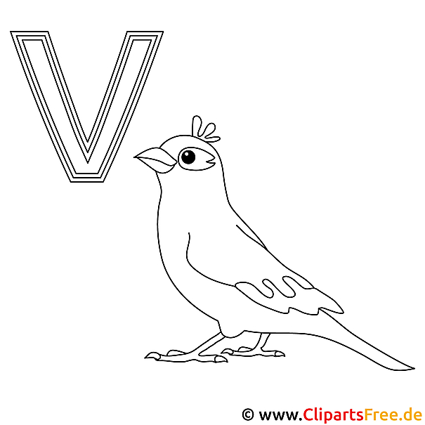 Vogel Ausmalbild - Buchstaben malen Vorlagen Vogel Ausmalbild - Buchstaben malen Vorlagen