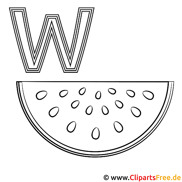 Wassermelone Ausmalbild - Buchstaben zum Ausmalen Wassermelone Ausmalbild - Buchstaben zum Ausmalen