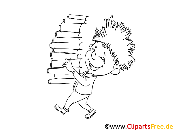 Ausmalbilder zum Ausdrucken Kind mit Büchern Ausmalbilder zum Ausdrucken Kind mit Büchern