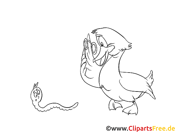 Cartoon Duck and Worm Coloring Sheet Cartoon Duck and Worm Coloring Sheet