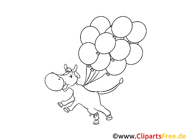 Malvorlage Kuh fliegt mit Luftballons Malvorlage Kuh fliegt mit Luftballons