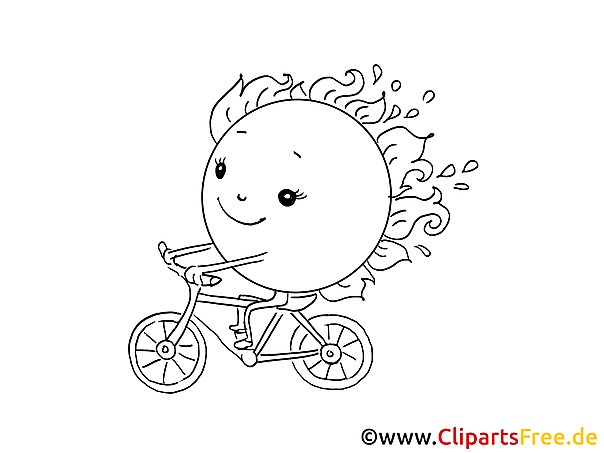Sonne fährt Fahrrad Malvorlage kostenlos Sonne fährt Fahrrad Malvorlage kostenlos