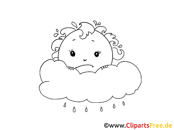 Sun and clouds with rain colouring page Sun and clouds with rain colouring page