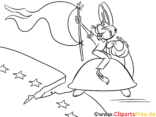 Hase und Schildkröte Ausmalbild zum Ausdrucken, Bild gratis Hase und Schildkröte Ausmalbild zum Ausdrucken, Bild gratis