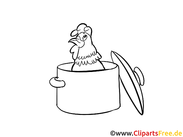 Huhn im Topf Bild-Malvorlage Huhn im Topf Bild-Malvorlage