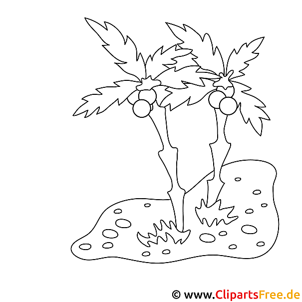 Insel mit Palmen Bild zum Ausmalen Insel mit Palmen Bild zum Ausmalen