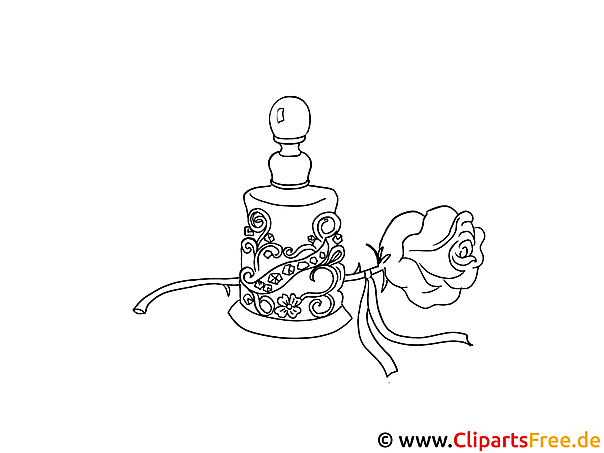 Rose und Parfüm Bild schwarz-weiss zum Ausmalen Rose und Parfüm Bild schwarz-weiss zum Ausmalen