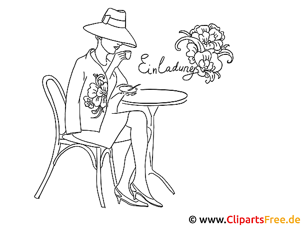 Dame in Cafe Malvorlage zum Ausmalen Dame in Cafe Malvorlage zum Ausmalen
