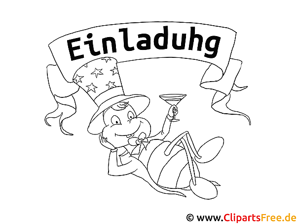 Einladung zu Party Bild zum Ausmalen Einladung zu Party Bild zum Ausmalen