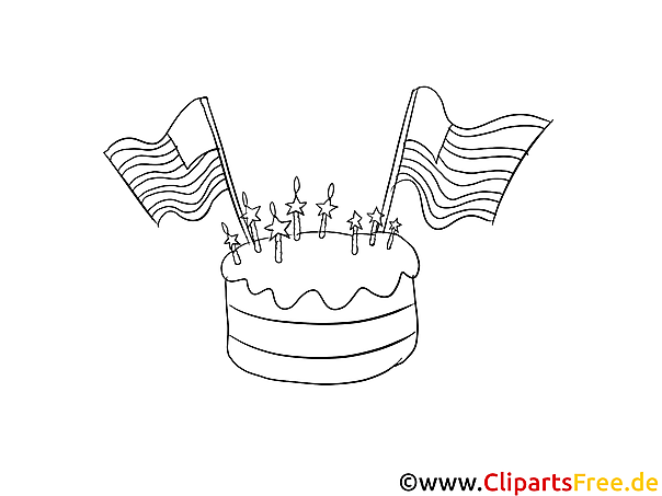 Torte zum 4. Juli - Ausmalbilder zum Unabhängigkeitstag Torte zum 4. Juli - Ausmalbilder zum Unabhängigkeitstag