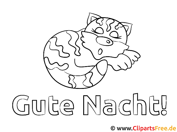 Katze Gute Nacht Ausmalbild für Kinder kostenlos ausdrucken Katze Gute Nacht Ausmalbild für Kinder kostenlos ausdrucken
