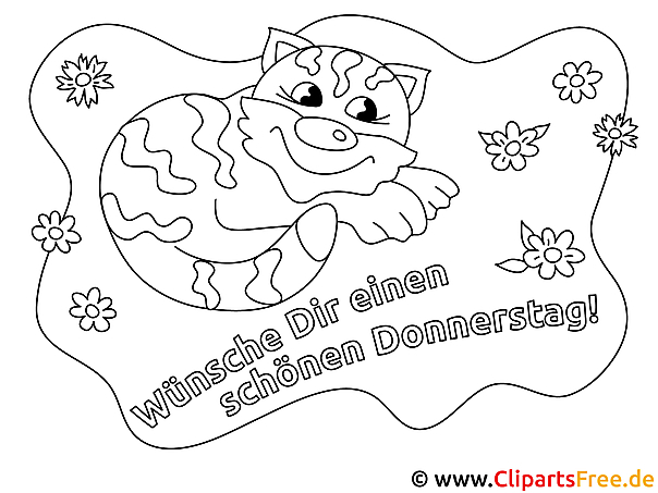 Katze Schönen Donnerstag Ausmalbilder für Kinder kostenlos ausdrucken Katze Schönen Donnerstag Ausmalbilder für Kinder kostenlos ausdrucken