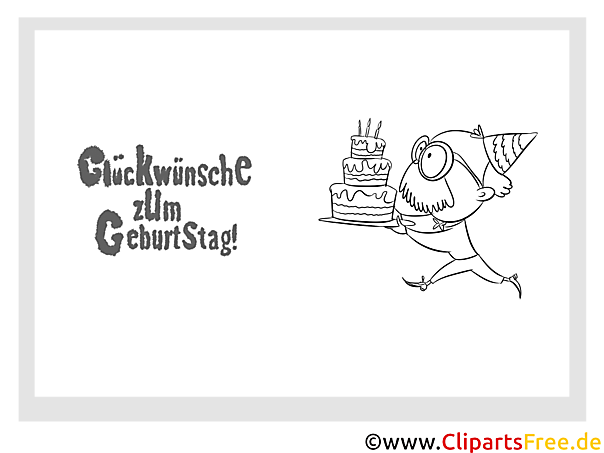 Kuchen Glückwunschkarte zum Drucken und Ausmalen