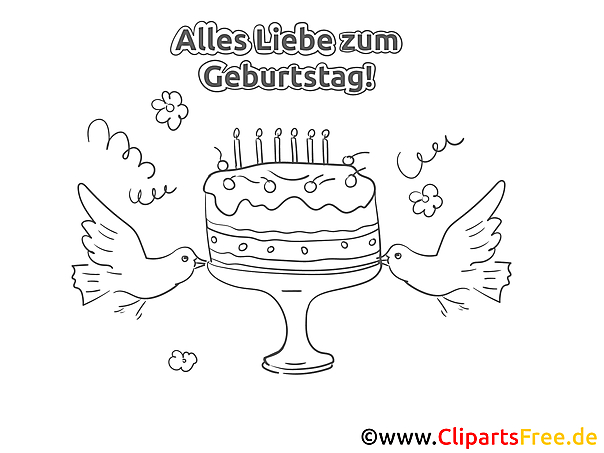 Kuchen Vögel Malvorlage zum Geburtstag Kuchen Vögel Malvorlage zum Geburtstag