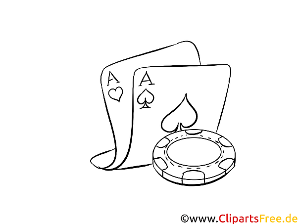 Ass Spielkarte Bild , Illustration schwarz-weiß zum Ausmalen Ass Spielkarte Bild , Illustration schwarz-weiß zum Ausmalen