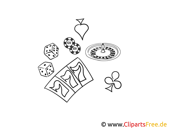 Casino Bild, Illustration schwarz-weiß zum Ausmalen Casino Bild, Illustration schwarz-weiß zum Ausmalen