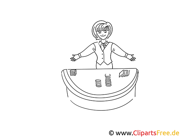 Croupier Bild , Illustration schwarz-weiß zum Ausmalen Croupier Bild , Illustration schwarz-weiß zum Ausmalen